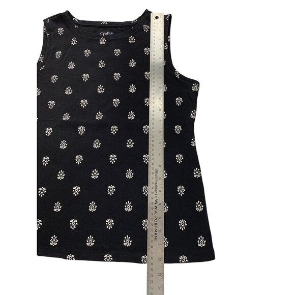 Croft & Barrow Womens Sleeveless Black Tank Top With White Floral Pattern Small - Picture 7 of 8